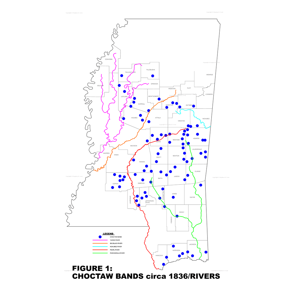 MUSING 11 FIGURE 1 - CHOCTAW BANDS circa 1836/RIVERS
